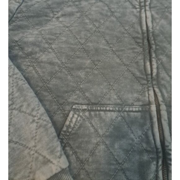 Womens Jane + Delancey Quilted Jacket Gray Pockets Acid Mineral Wash Bomber L - Picture 2 of 6